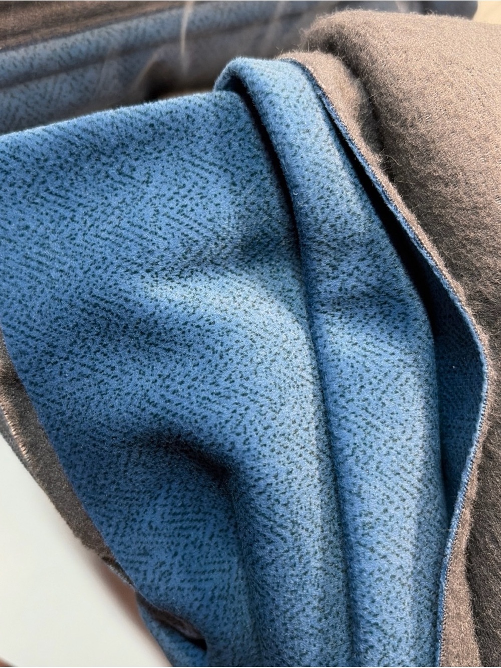 TinaKim Velvet Upholstery Fabric Herringbone Gray Blue 3 Yard Pre Cut Washable